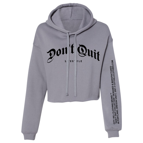 STONE GREY CROP TOP HOODIE